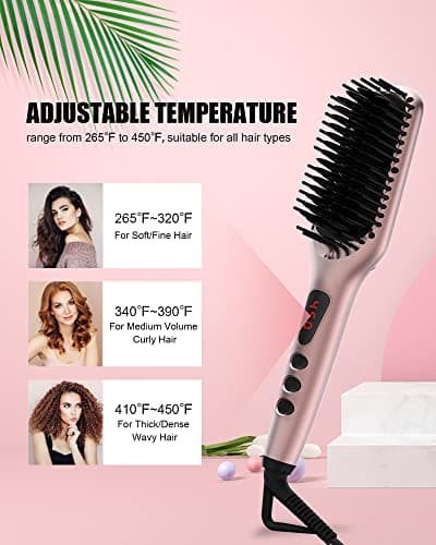 MEGAWISE Pro Ionic Hair Straightener Brush | Fast 20s Heat, Auto-Off Safety, Anti-Scald | Dual Voltage