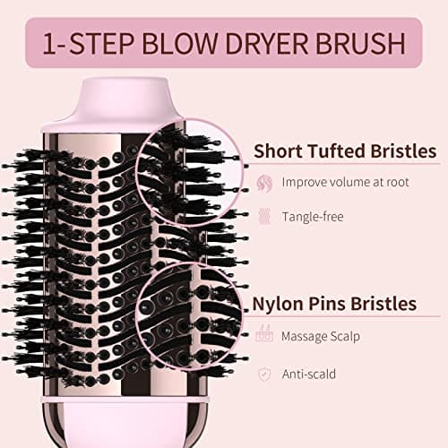 4-in-1 Hair Dryer Brush Straightener with Negative Ion Ceramic Barrel Anti-Frizz
