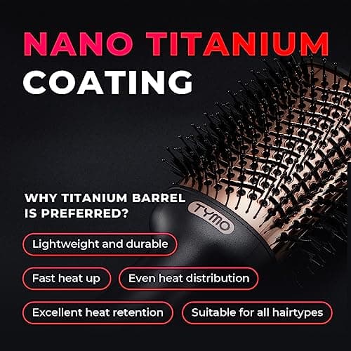 TYMO Ionic Hair Dryer Brush with Oval Titanium Barrel for Frizz-Free Blowout