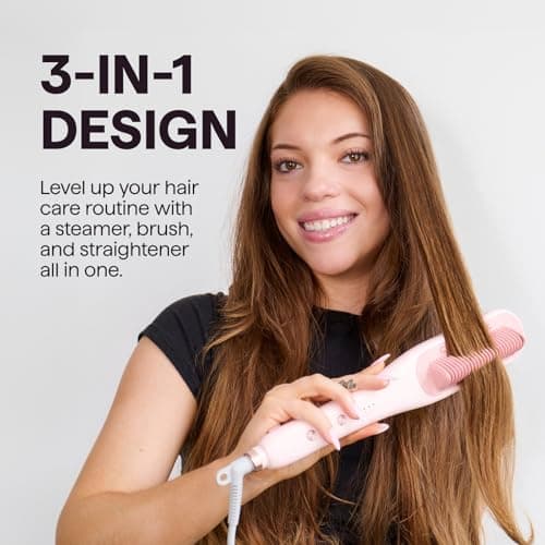Wavytalk Pro 3-in-1 Steam Hair Straightener Brush – Pink
