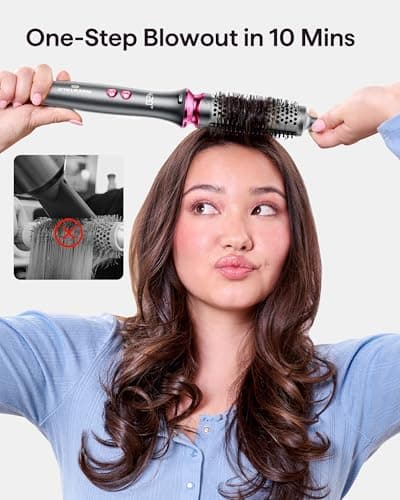 Wavytalk Pro Curling Brush Set - Dual Voltage Thermal Brush for Shiny Blowout