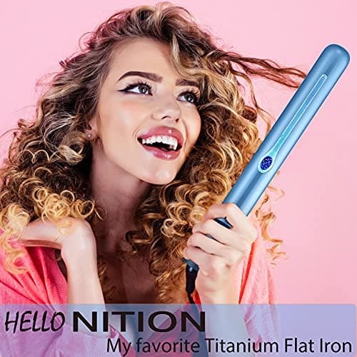 NITION Ceramic Tourmaline Hair Straighteners - Fast Heating, Adjustable 265-450°F, 1" Smooth Plate Styling Tools