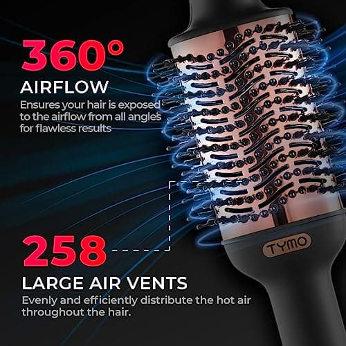 TYMO Ionic Hair Dryer Brush with Oval Titanium Barrel for Frizz-Free Blowout