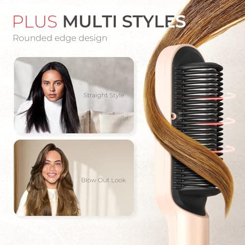 TYMO Ring Plus Ionic Hair Straightener Brush, Gold Blush