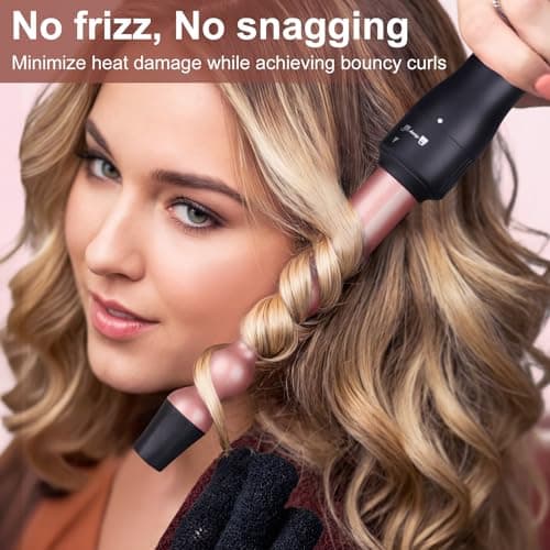 5-in-1 Curling Iron Set with Thermal Brush & 4 Ceramic Wand Sizes 0.5"-1.25", Fast Heating, Dual Voltage, Includes Glove
