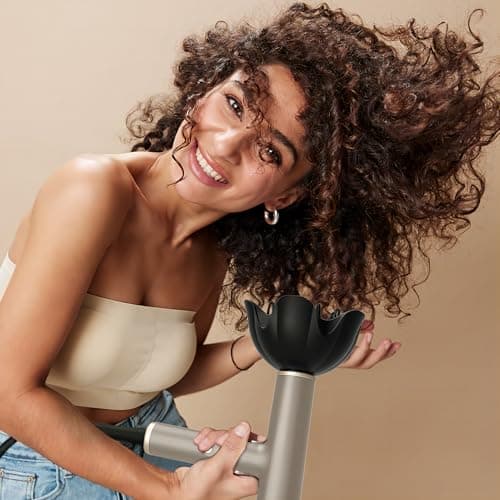 YAPOY Professional Ionic Hair Dryer with Diffuser Fast Drying Low Heat Damage Thermo-Control Silver