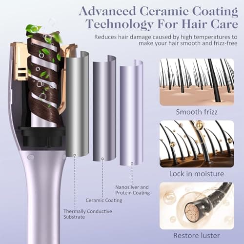 Automatic 1" Curling Iron with 4 Temp, 8 Timer & Anti-Tangle Rotators