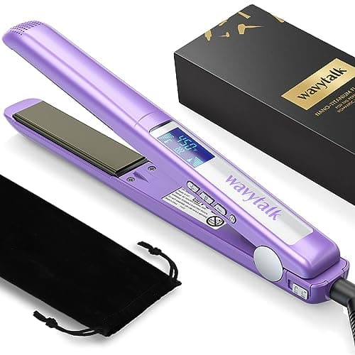 Wavytalk Pure Titanium Flat Iron 1 Inch Dual Voltage 170℉-450℉ Instant Silky Hair