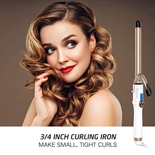 3/4 Inch Ceramic Tourmaline Curl Wand - Professional Hair Curler for Short Hair, Includes Glove, Gold