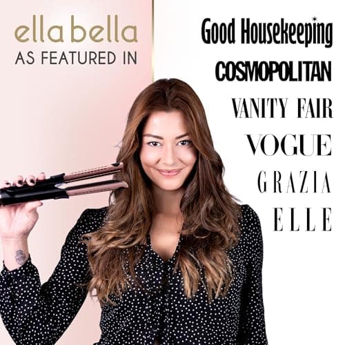 Ella Bella 2-in-1 Hair Straightener & Air Curler • Titanium Flat Iron & Curling Iron • Cooling Air Vents for Easy Stylin