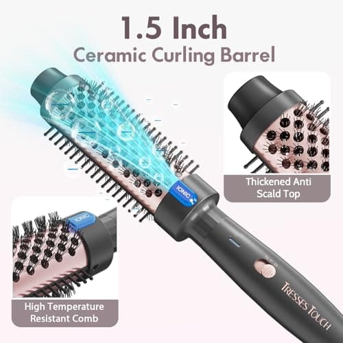 Rose Gold Thermal Round Curling Iron 1.5", 2 Settings, Tourmaline Ceramic, Negative Ion Technology