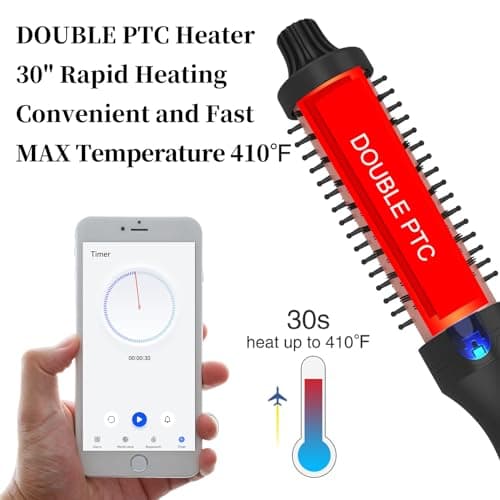 1.25 Inch Thermal Brush: Effortlessly Create Loose & Voluminous Curls with Digital Display & 9 Heat Settings | Ionic Curling Iron Brush for Traveling