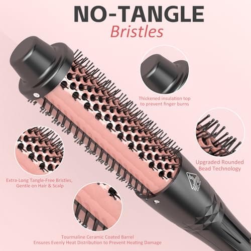 MOCEMTRY 1.5" Heated Tourmaline Curling Brush with Detachable PTC Head