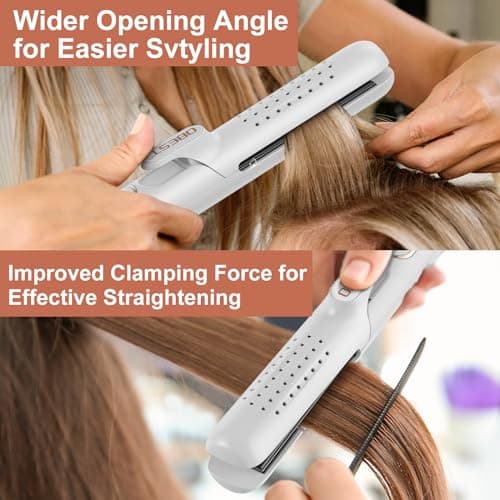 2-in-1 Dual Voltage Curling Iron and Hair Straightener for Travel with Cooling Air
