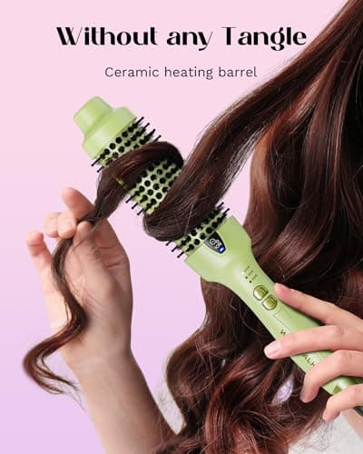 WavyTalk 1.5 Inch Ionic Heated Round Brush for Smooth Blowouts and Shine (Green)