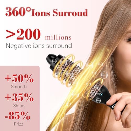 Ufree Ionic 1.5 Inch Heated Curling Brush, 30s Fast Heat, 9 Temp Settings, Travel Styling Tool, Gifts for Women