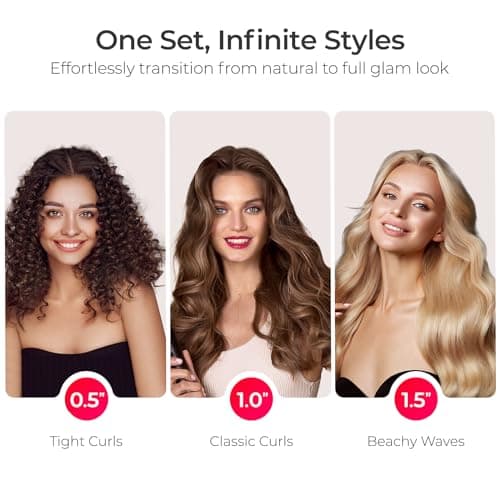 TYMO 3-in-1 Ceramic Curling Iron - Fast Heating, 5 Temps, Dual Voltage for Shiny Curls