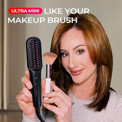 TYMO Ionic Mini Straightening Brush - 200M Negative Ions, Lightweight for Travel