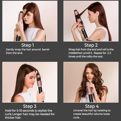 3-in-1 Thermal Curling Brush with Negative Ion & Interchangeable Heads