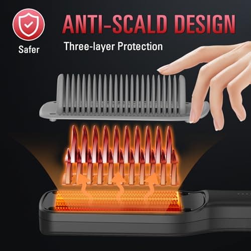 SDLOGAL Hair Straightener Brush, 5 Temperature Settings, Fast Heat, Salon-Style, Dual Voltage Travel Friendly