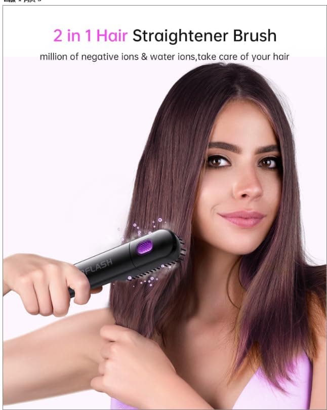 Steam Hair Straightener with Negative Ions - 3 Temp Settings, Ceramic Bristles, Auto Shut-Off