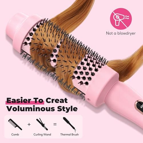 Farery Non-Blowing Heated Curling Brush, 1.75 inch, Adjustable Temp, Dual Voltage