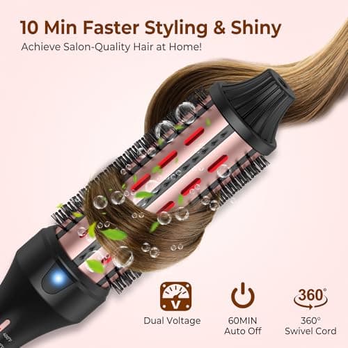Thermal Brush for Women: 1.5" Red Light Heated Curling & Straightening