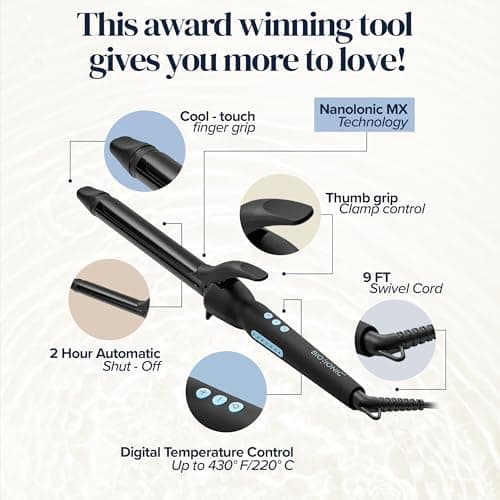 BIO IONIC Long Barrel Curling Iron with Moisture Heat & NanoIonic Technology