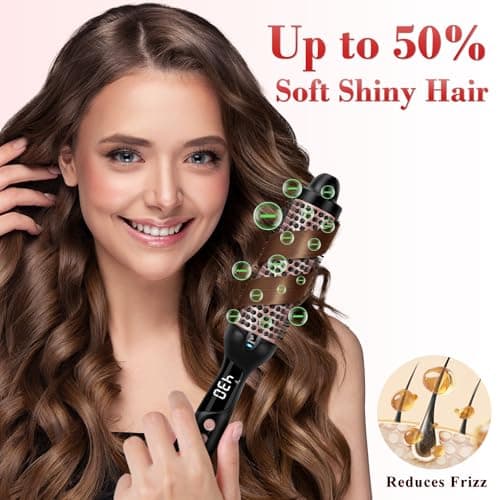 Ufree Ionic 1.5 Inch Heated Curling Brush, 30s Fast Heat, 9 Temp Settings, Travel Styling Tool, Gifts for Women