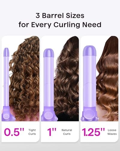 Wavytalk Curlmaker Pro Rotating Iron for Tight, Spiral Curls & Beach Waves, 3-Sized Ceramic Barrel, Effortless Long-Last