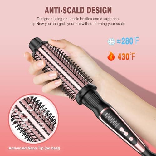 Rose Gold 1.5 Inch Heated Brush & Curling Iron for Volumizing & Styling
