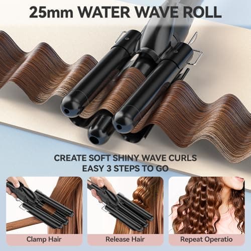 MAX-T 5-in-1 Curling Iron Set with Dual Voltage Wand & Travel Bag