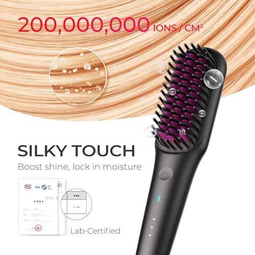 TYMO Ionic Mini Straightening Brush - 200M Negative Ions, Lightweight for Travel
