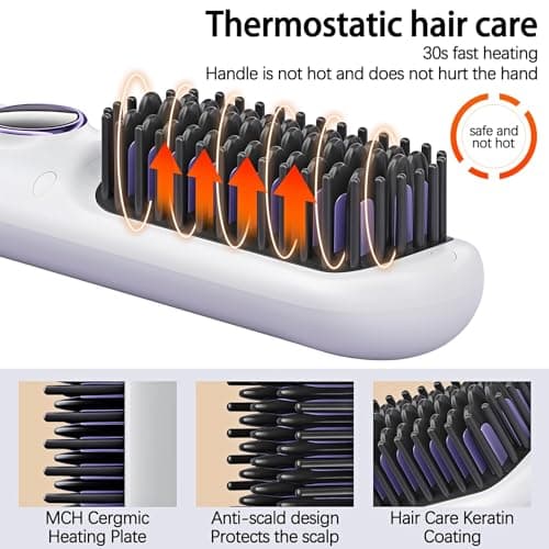 Portable Rechargeable Cordless Hair Straightening Brush