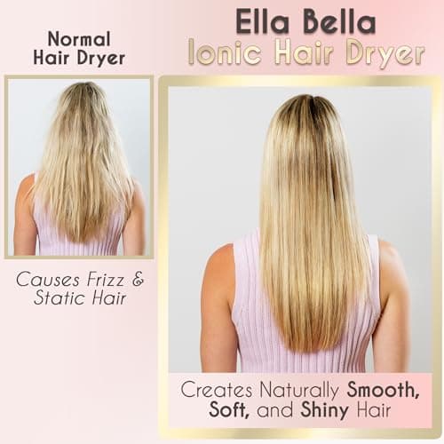 ELLA BELLA Professional Ionic Hair Dryer with Diffuser • Negative Ion Blow Dryer