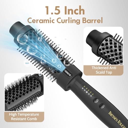 Thermal Curling Brush 1.5 Inch, 5 Temp Settings, Black