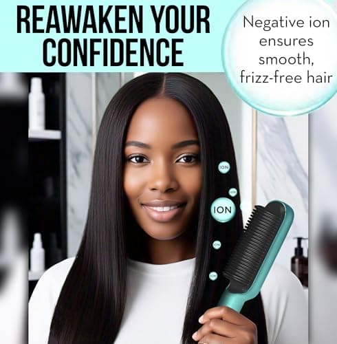 Professional Hair Straightener Brush with Negative Ions & LED Display
