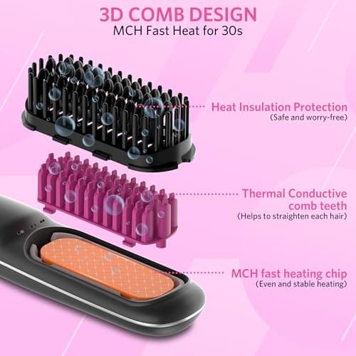 2-in-1 Hot Comb & Straightening Brush for Frizz-Free Hair – 9 Temp Settings, Up to 450℉