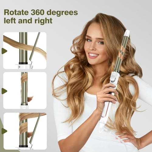 1 Inch Dual Voltage Hair Curler - Effortless Waves, Auto Shut-Off, Long Barrel Wand (White)