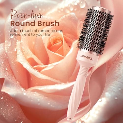 AIMIKE Rose Luxe Round Brush - Nano Ceramic Tech, 43 mm for Blowout, Curling & Styling