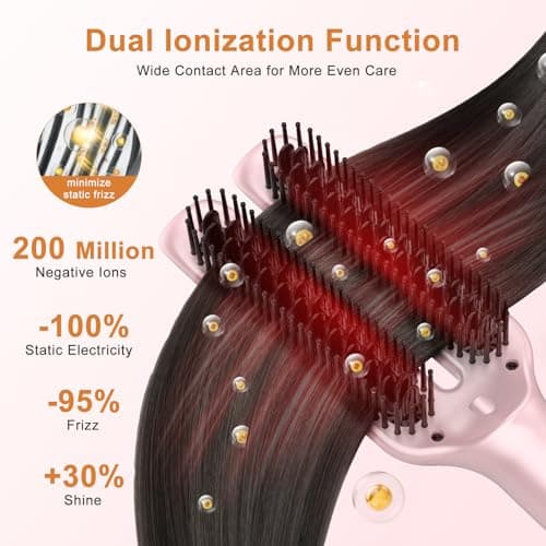 Nimmu Pink Ceramic Straightener Brush 5 Temp Home Salon Flat Iron
