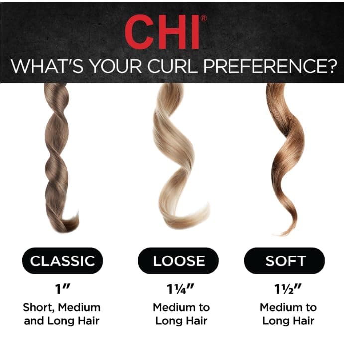 CHI Ceramic Curling Iron for Smooth & Shiny Curls, Adjustable Temp, 1" Barrel, Black