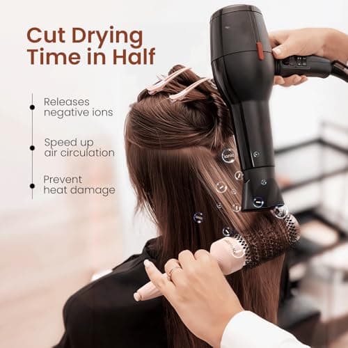 AIMIKE Rose Luxe Round Brush - Nano Ceramic Tech, 43 mm for Blowout, Curling & Styling
