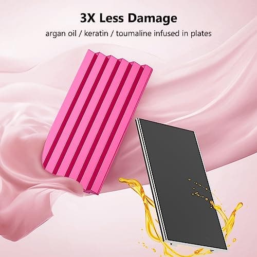 Terviiix Keratin Argan Oil Infused Crimper for Thin Hair, 4 Plates, 5 Heat Settings, Pink