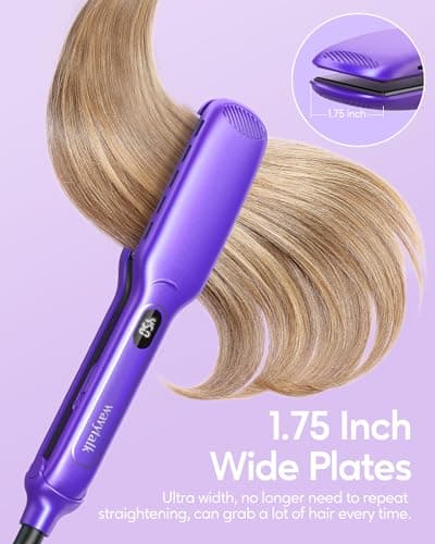 Wavytalk Classic Purple 1.7" Titanium Flat Iron 290℉-450℉ Thick Hair Straightener