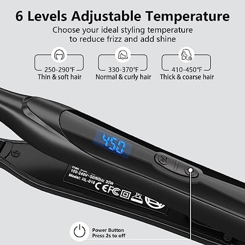 DSHOW 3/10" Mini Flat Iron for Short Hair (Black)
