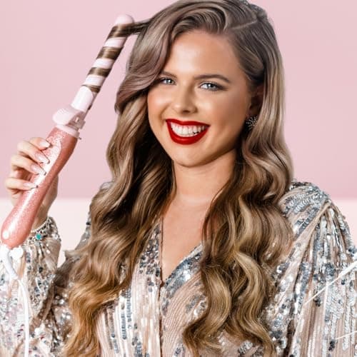 Beachwaver Co. B1 Pink Glitter Curling Iron - 1 Inch Ceramic, Auto-Shut Off