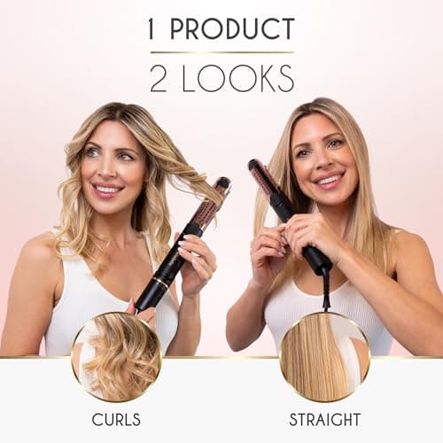 Ella Bella 2-in-1 Hair Straightener & Air Curler • Titanium Flat Iron & Curling Iron • Cooling Air Vents for Easy Stylin