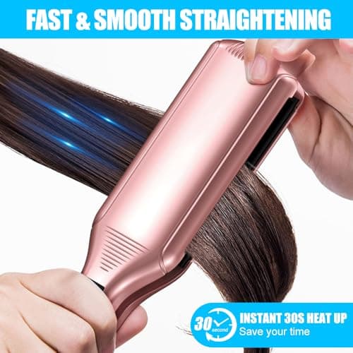 Instant Heating 5 Temp Adjustments Anti-Static 2.16" Large Titanium Hair Straightener