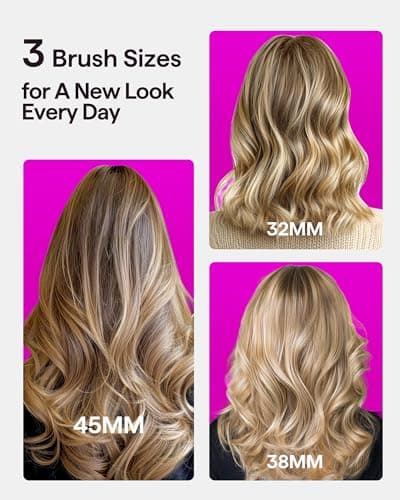 Wavytalk Pro Thermal Brush Set: Dual Voltage Heated Round Brush for Short and Long Hair - Pink